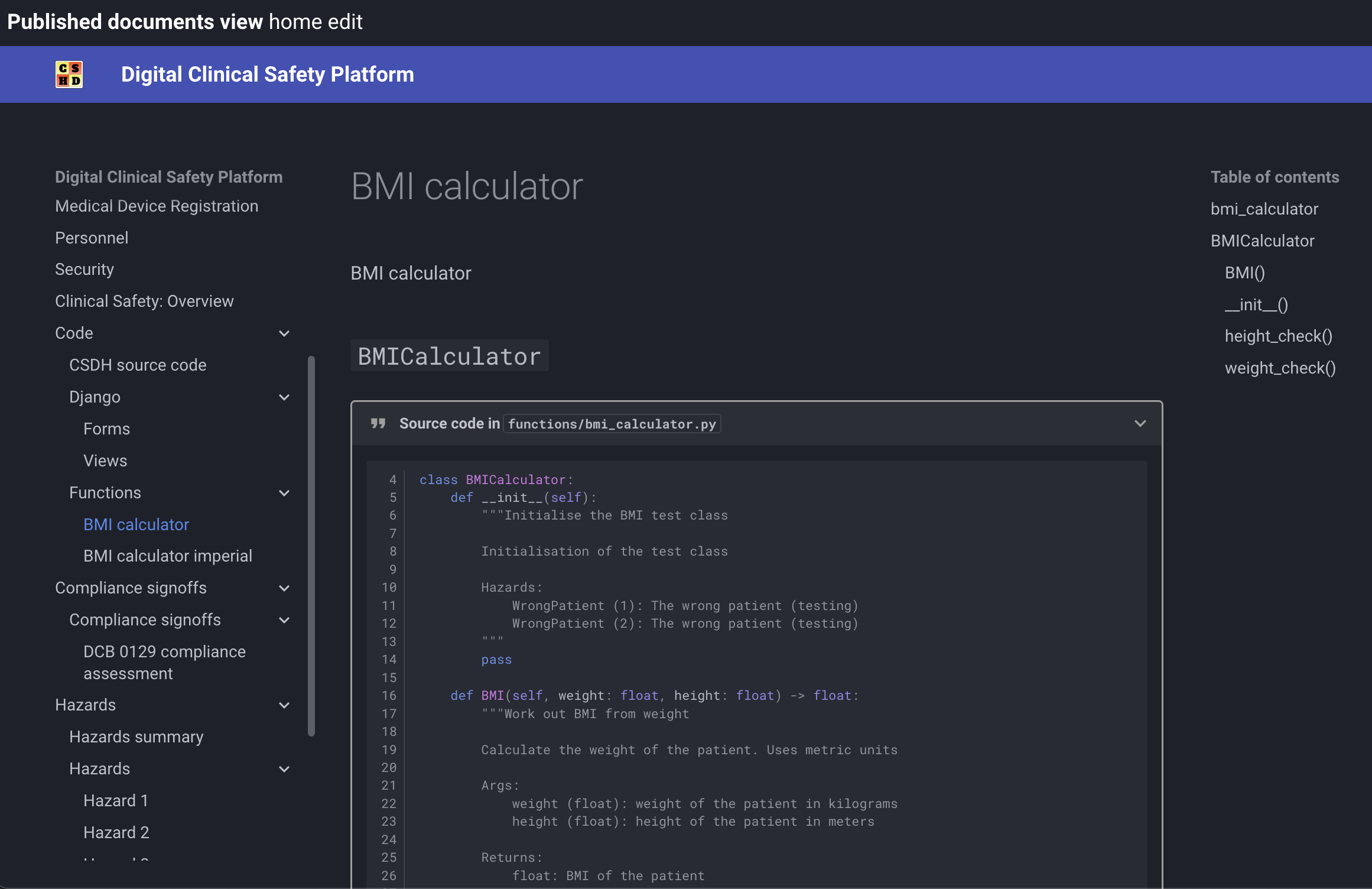 Screenshot of the DCSP