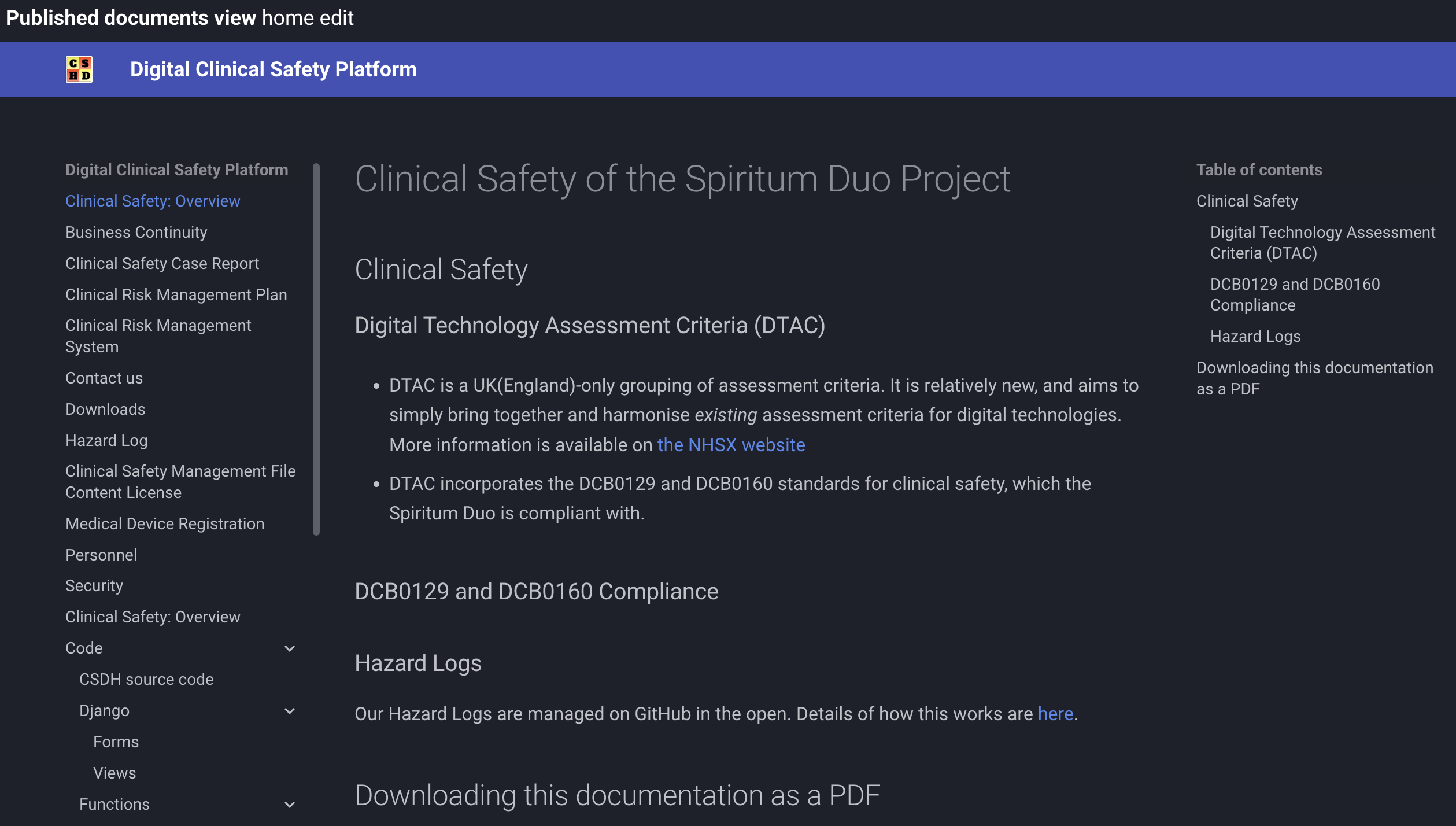 Screenshot of the DCSP