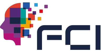 FCI logo with pixelated face