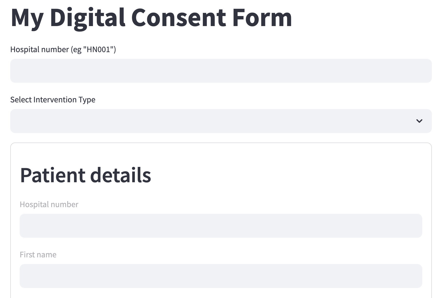 Screenshot of fields outside of form