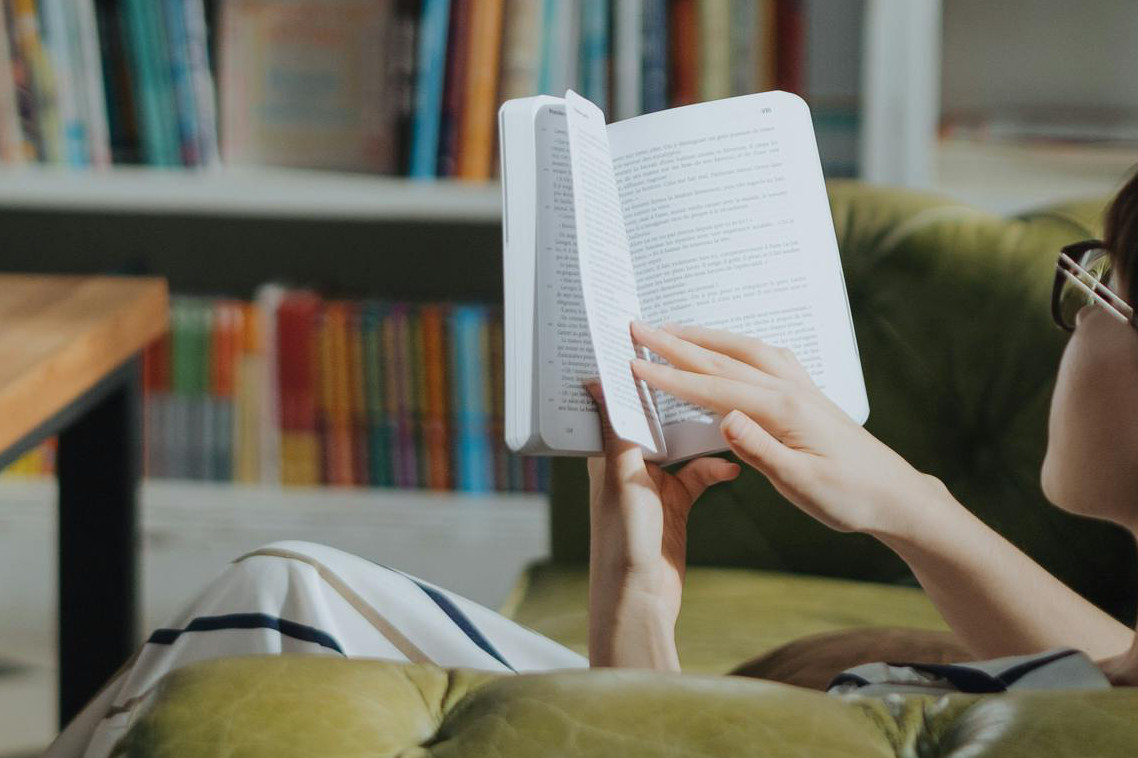 Close up of a book being read