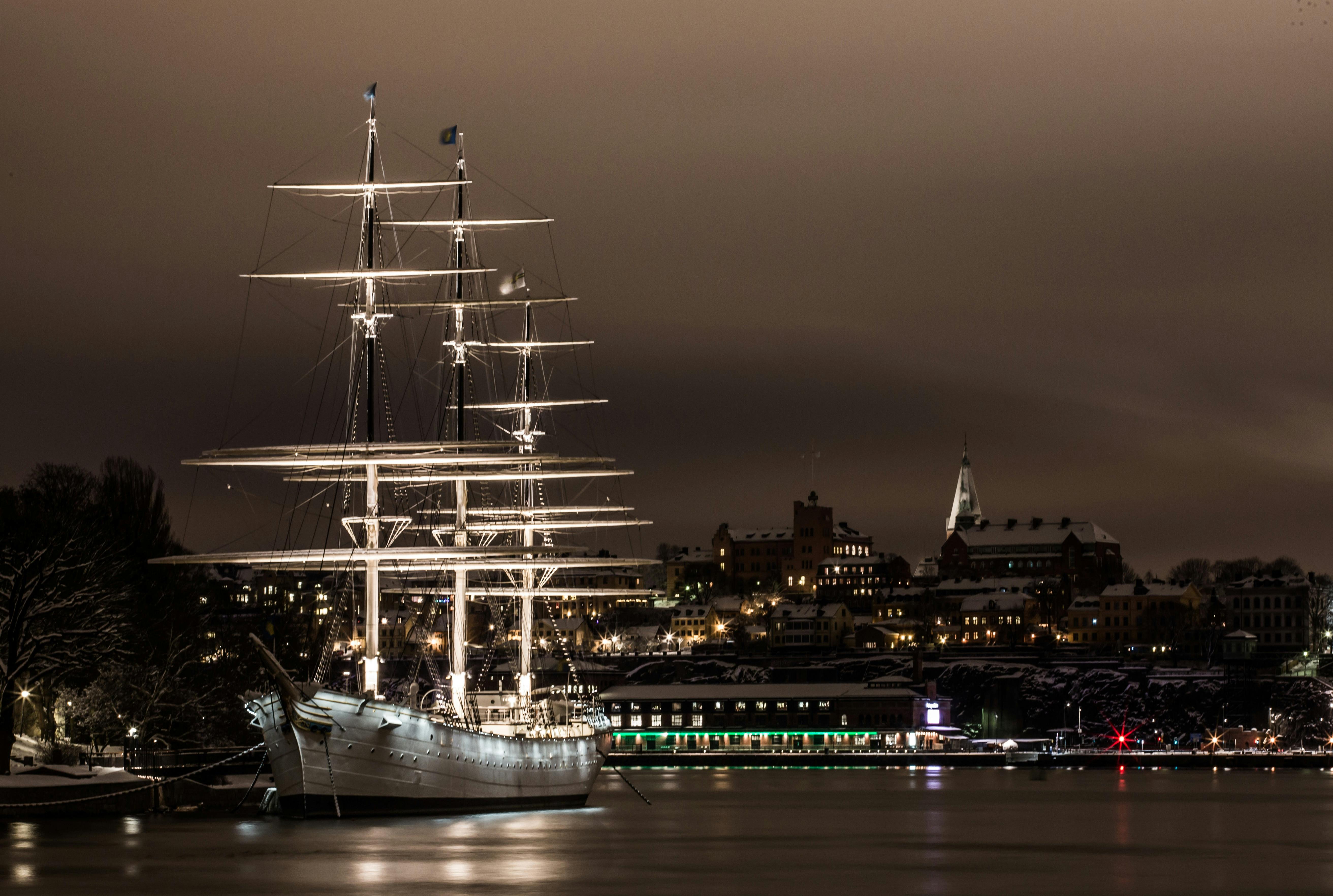 White sail boat in Stockholm