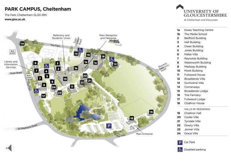 Gloucestershire University Park Campus map